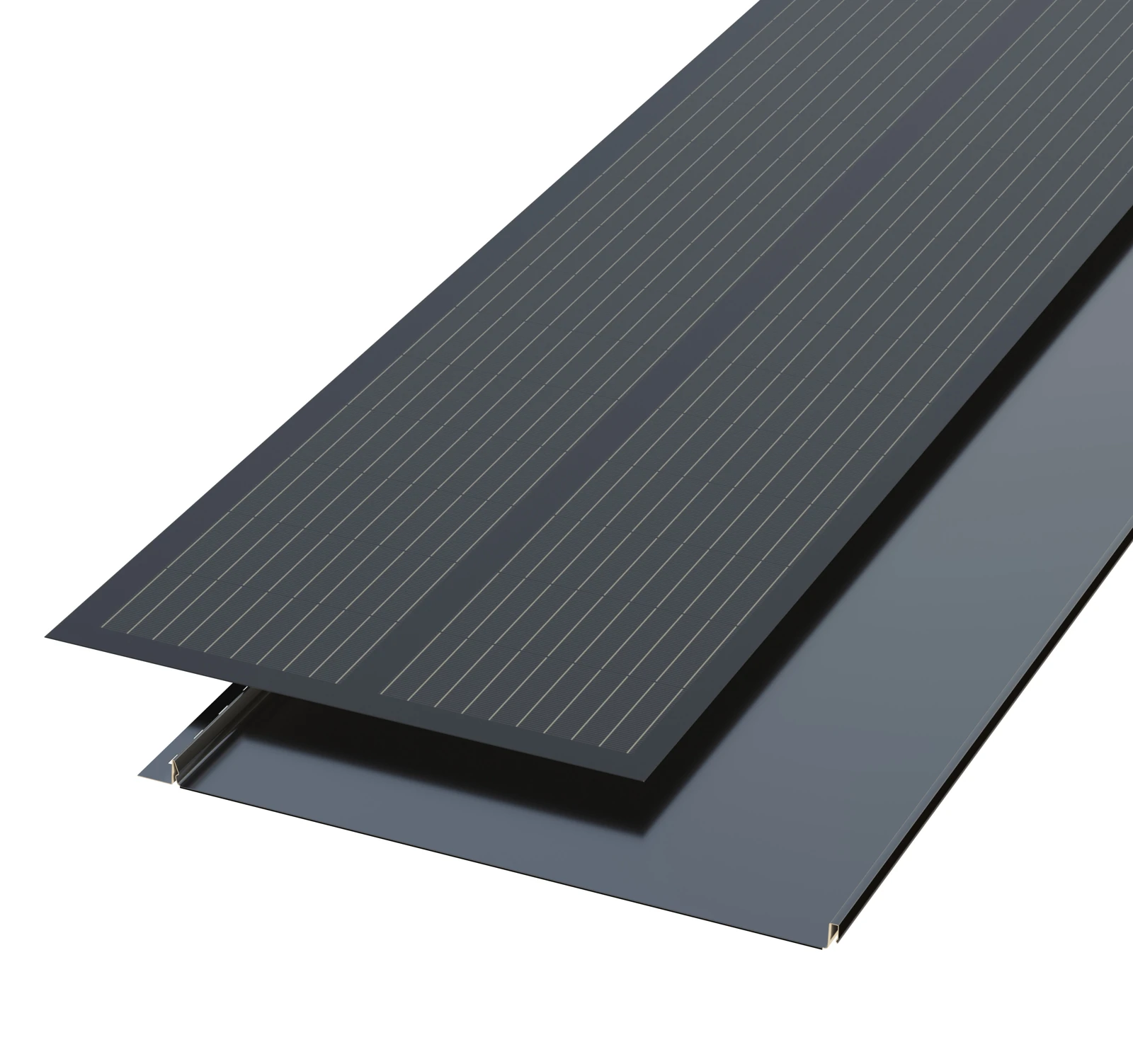 Layered render of a SolRoof FIT VOLT steel roofing panel